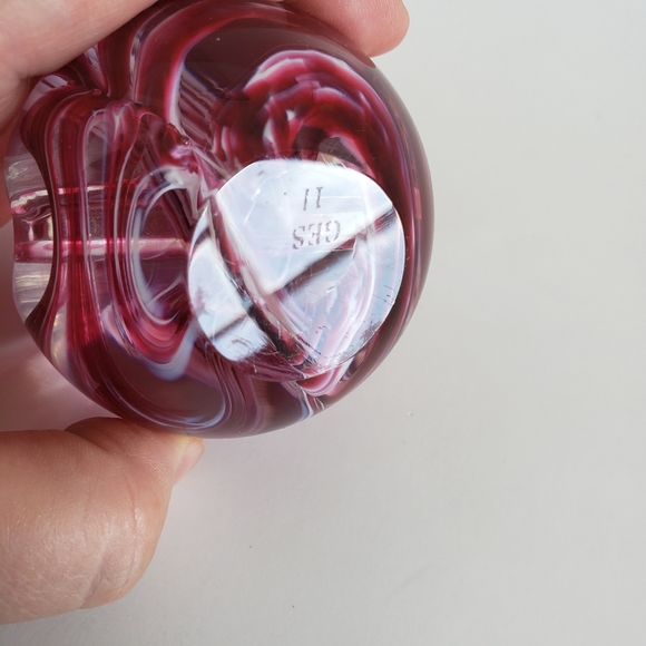 Swirl Granberry  Blown Glass Paper Weight Note Holder GES 11 EPC # - Picture 5 of 13